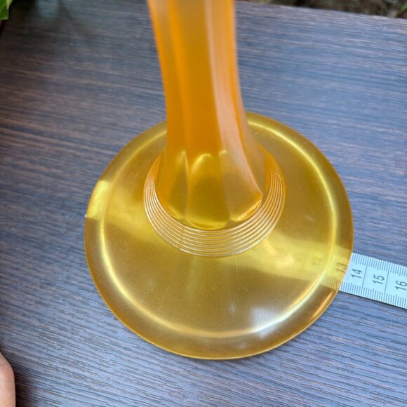 Pair of Vintage Satin Pressed Glass Candle Holders with Amber Purple Gradient - Picture 12 of 15